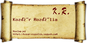 Kozár Rozália névjegykártya